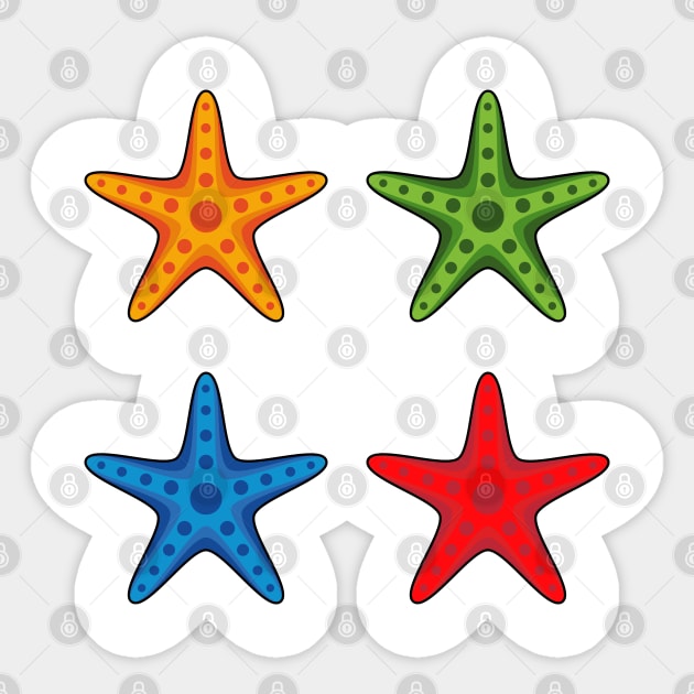 Cute Colorful Cartoon Starfish Set Sticker by BirdAtWork